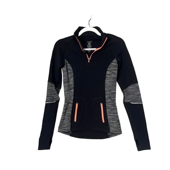 Sweaty‎ Betty British Design 1/4 Zip Black Jacket Pockets Thumbholes Size XSmall - Picture 1 of 5